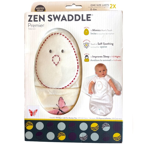 Nested Bean Bamboo Zen Swaddle Blushing Butterflies  0-6 months NWT - Picture 1 of 9